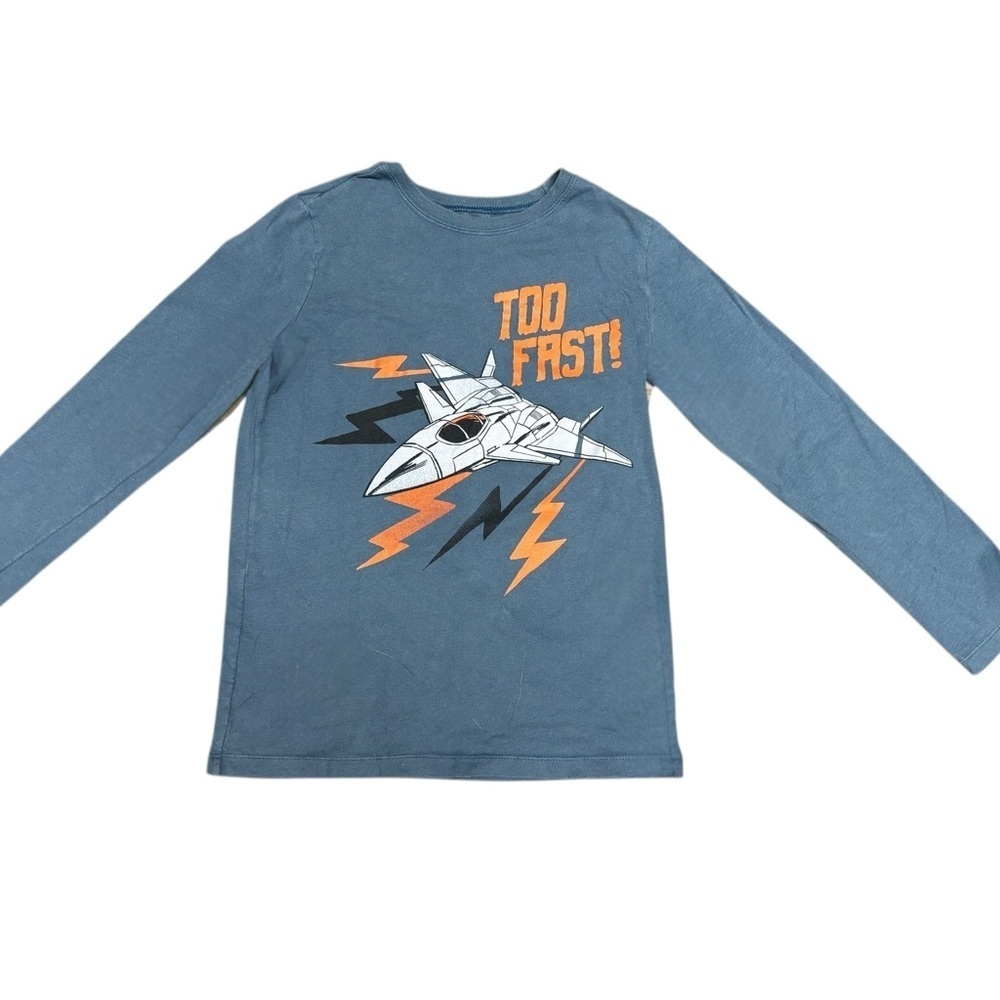 OshKosh B'gosh Red Monster Truck and Blue Fighter Jet Long Sleeve Shirts, GUC - Picture 4 of 9